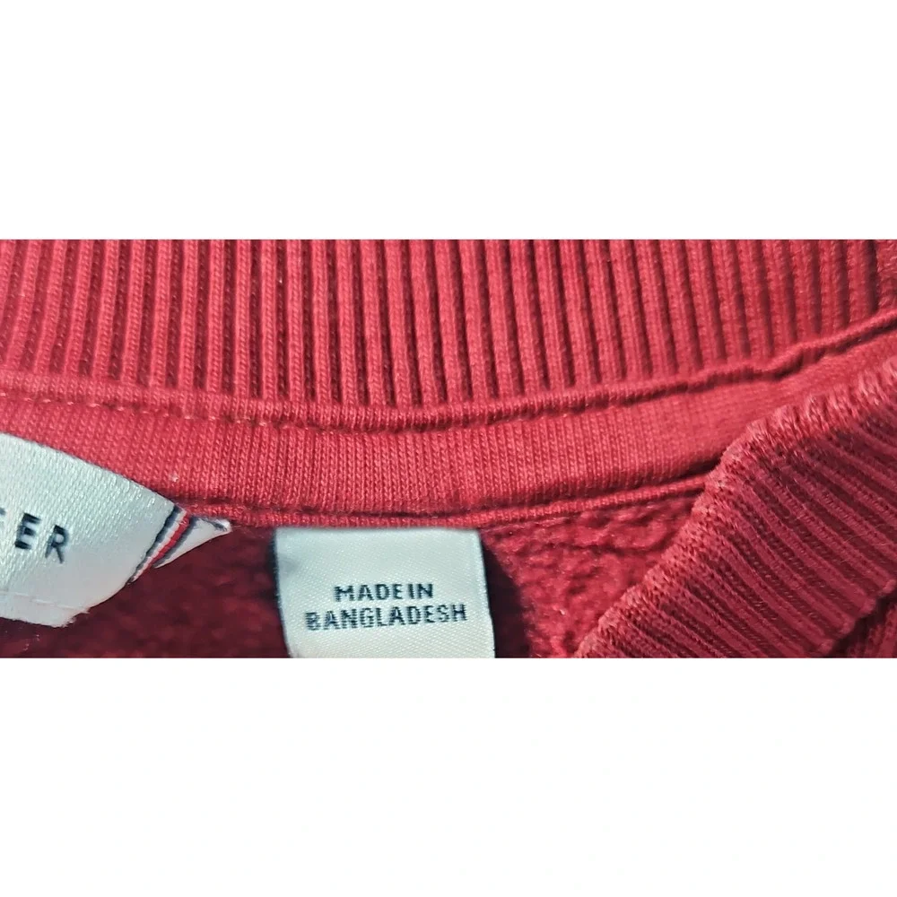 Tommy Hilfiger Mens Crewneck Sweatshirt Burgundy TH Monogram Crest Logo Medium